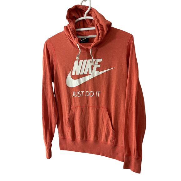 Nike Hoodie Orange Lightweight Medium Just Do It Junior Women’s Hoodie - Picture 5 of 7